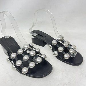Alexander Wang Black Sandals with Silver Accents